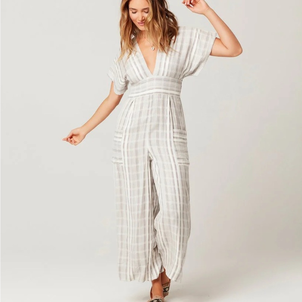 NWT L*Space Striped Cream Jumpsuit